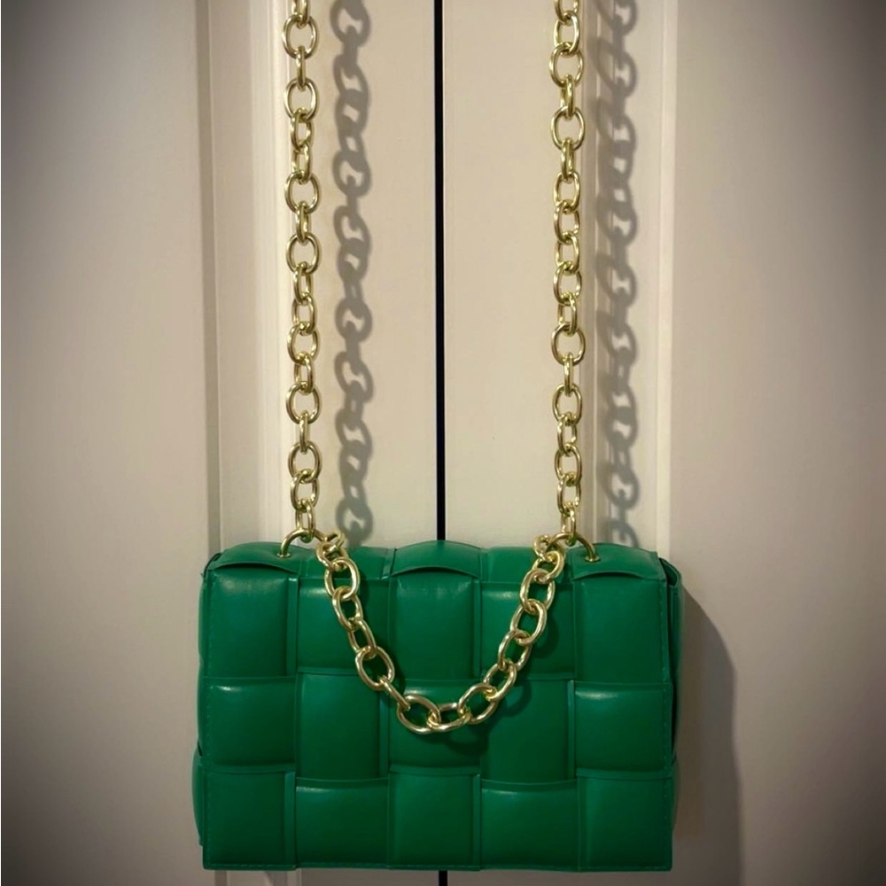 ✨ NEW Hello Molly Ms Chic Bag – Green Crossbody/Clutch & Wallet Gold Chain ✨